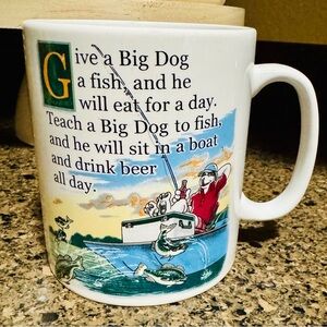 Big Dogs vintage oversized mug fishing funny Dad Fathers Day